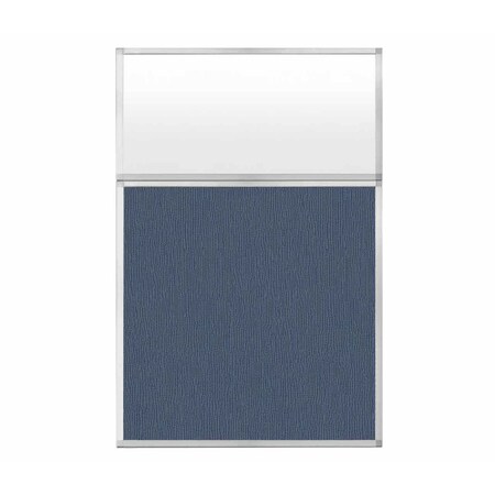 Versare Hush Panel Configurable Cubicle Partition 4' x 6' W/ Window Ocean Fabric Frosted Window 1850615-3
